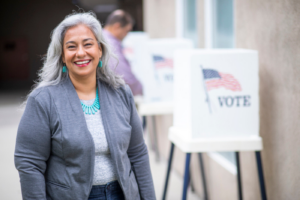 Senior Mexican Woman at the Voting Polls.